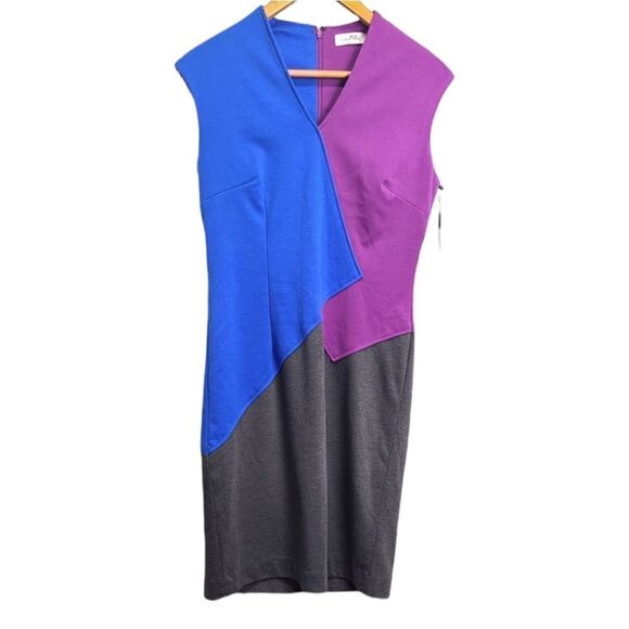 Calvin Klein Multicolor Sheath Retro Knee Length Dress Size 6 - Picture 1 of 7